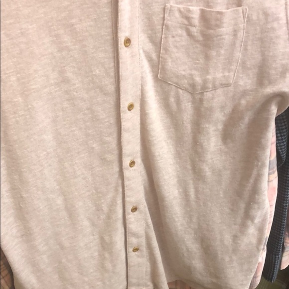 Lucky Brand Mauve Casual Short Sleeve Button Down Linen Blend Shirt - Picture 5 of 6